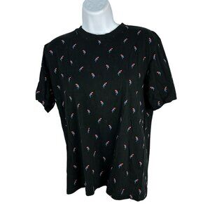 Eighth Avenue Black Parrot Print Mens T-Shirt Small Casual Crewneck Short Sleeve